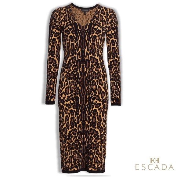 ESCADA **NWT** Delotta Cheetah Print Midi Dress In Fantasy - Picture 3 of 11